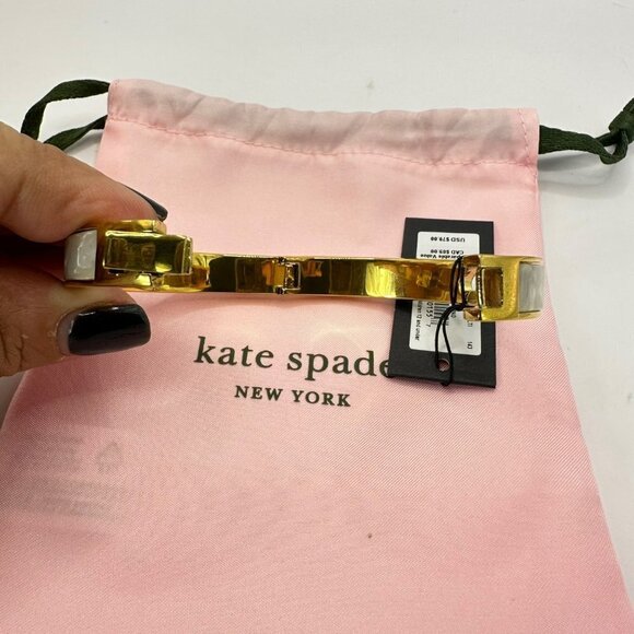 Kate Spade New York 'Hole Punch Spade Hinge Bangle' Pearl Bracelet - Picture 2 of 14